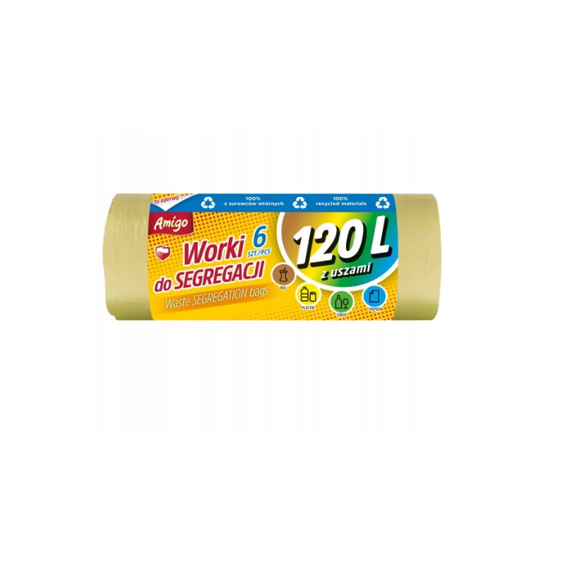 Amigo Worki do segregacji 120l z uszami żółte Plastik