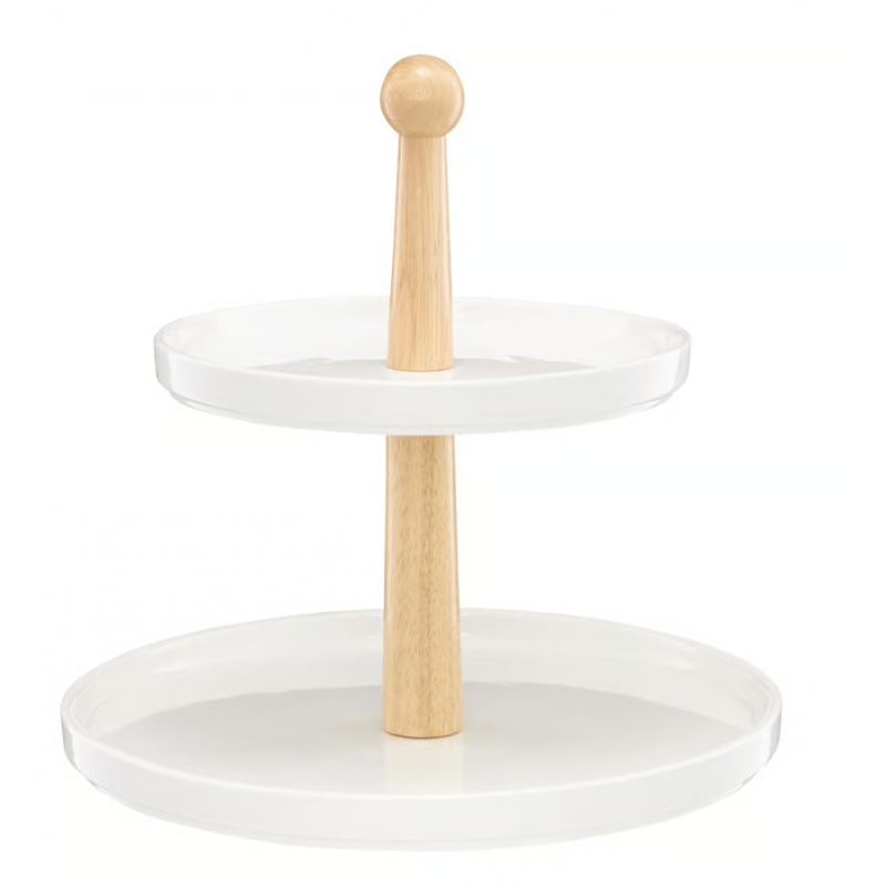 Patera dwupoziomowa Natural 26 cm biała AMBITION
