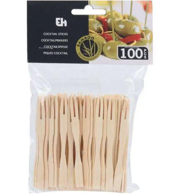Kpl 100 szt widelczykó bambusowych do przystawek 8,5cm