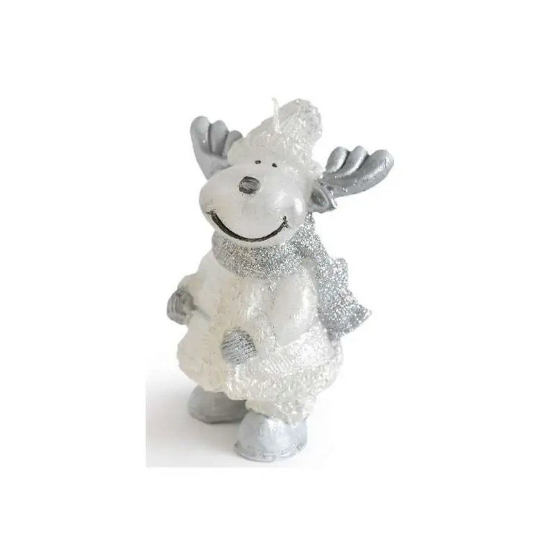 ŚWIECA ŁOŚ FIGURA 10X13CM PARAFONOWA SREBNA