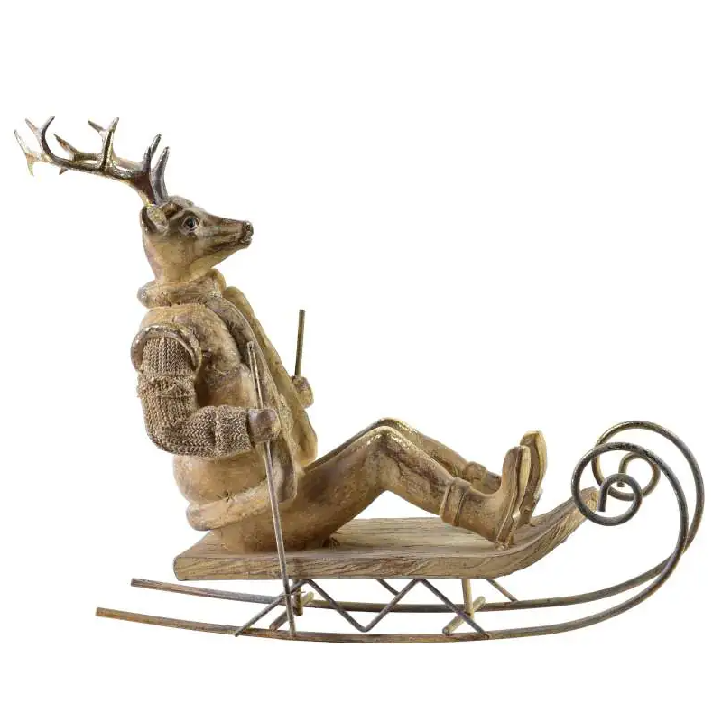 RENIFER NA SANKACH Figurka 29,5x10,5x23,5 cm SANTA LILA