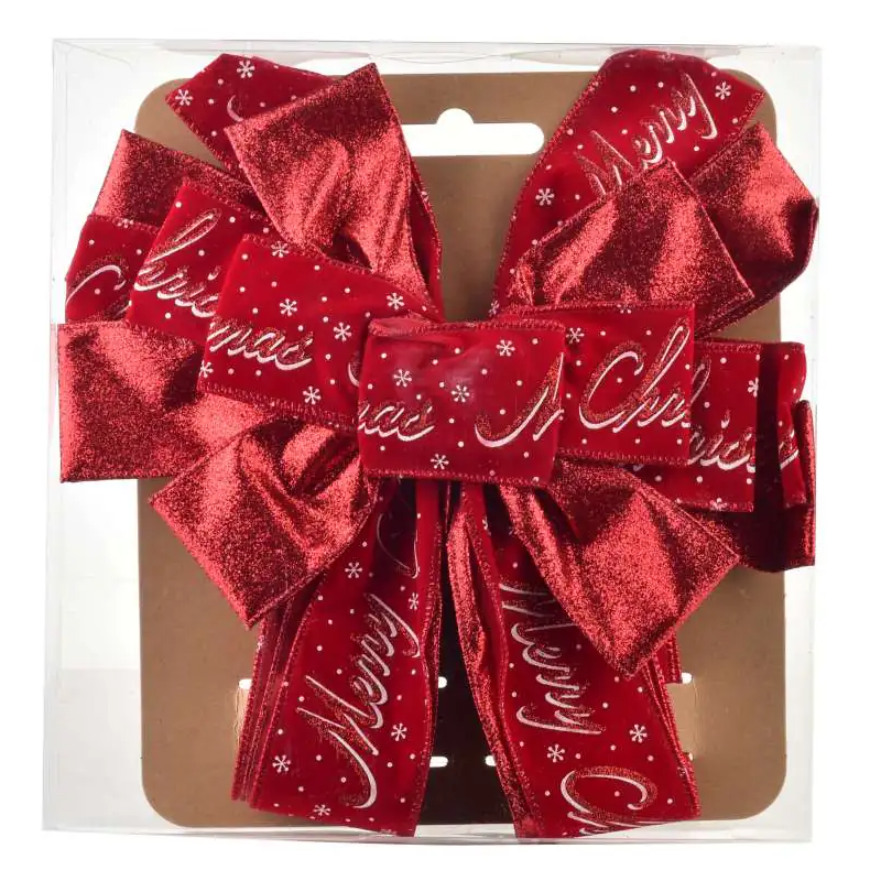 SANTA LILA Kokarda 32x130 cm czerwona Merry Christmas