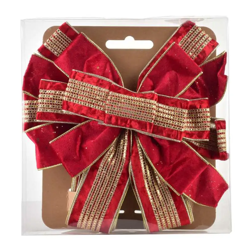 SANTA LILA Kokarda 32x130 cm czerwona ze złotem