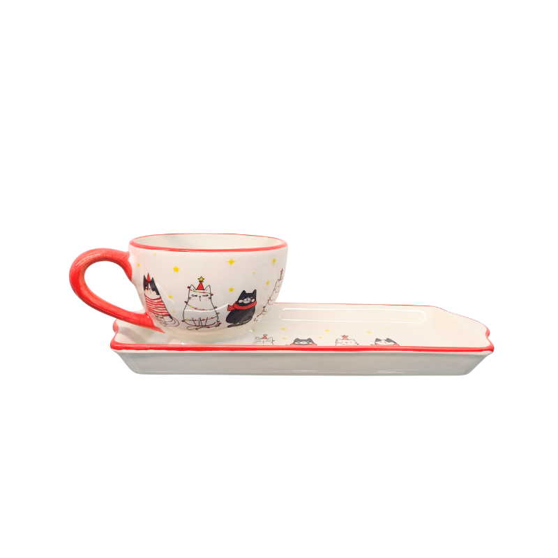 KATLIN Talerz na ciasto Świąteczne Koty 31,5x12,5cm