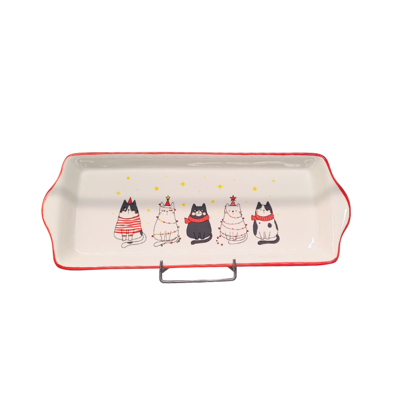 KATLIN Talerz na ciasto Świąteczne Koty 31,5x12,5cm