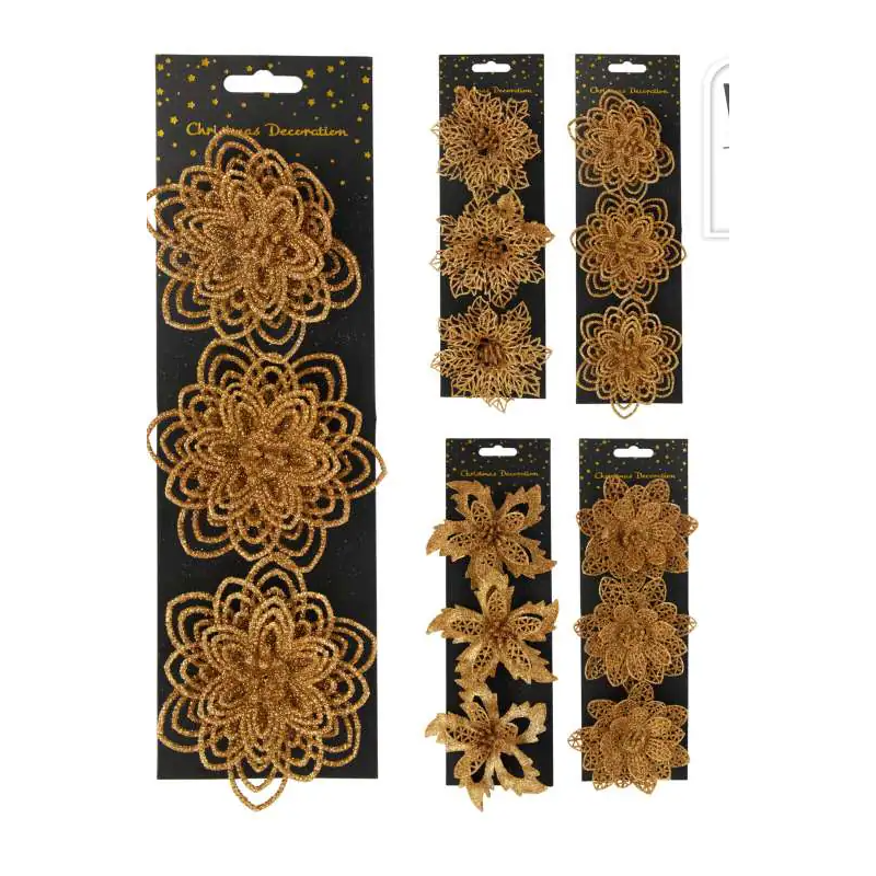 KWIAT NA KLIPIE KOMPLET 3 SZTUK BROKATOWE