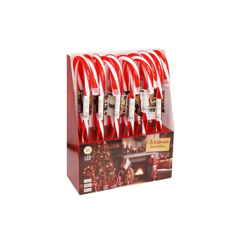 Laska cukrowa LED 45 cm czerwono-biała