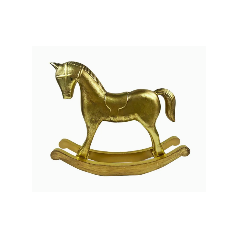 Koń z MDF 38x8x27cm na biegunach złoty