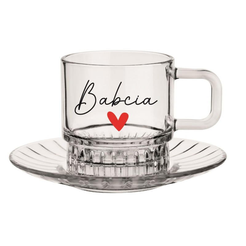 Filiżanka szklana 240ml + Spodek Stella Babcia Dzień Babci