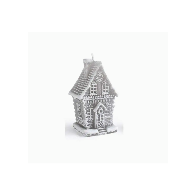 Świeca CHATKA PIERNIKOWA duża 11x19cm parafinowa szara