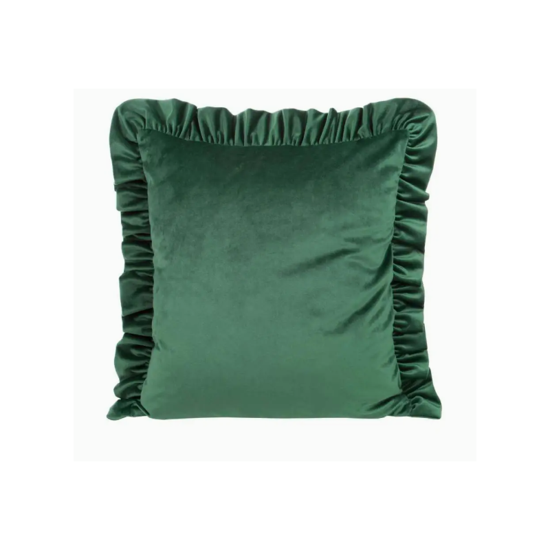 Poszewka VELVET 45x45cm ciemno-zielona falbana
