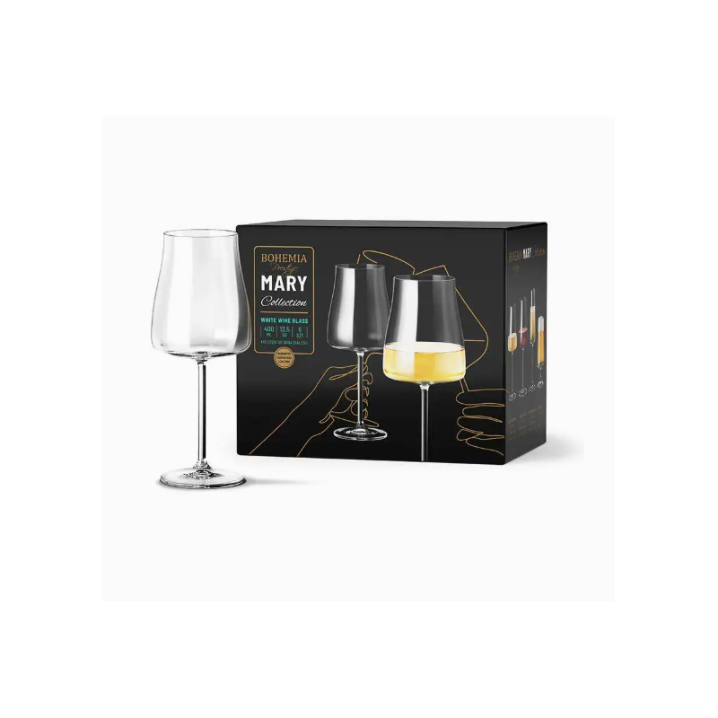 Komplet 6kieliszków 400ml wino białe BOHEMIA PRESTIGE MARY