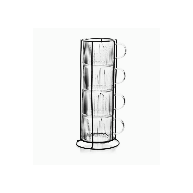 PETER Komplet 4 filiżanek na stojaku 350 ml