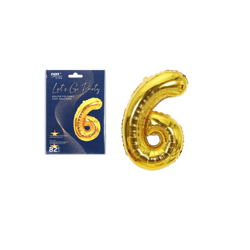 Balon foliowy 82 cm LGP Cyfra 6, kolor złoty