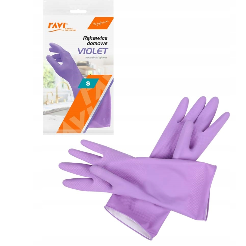 Rękawice domowe Violet S, 1 para RAVI