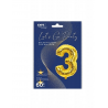 BALON FOLIOWY CYFRA 3 ZŁOTA URODZINY 82CM
