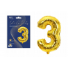 BALON FOLIOWY CYFRA 3 ZŁOTA URODZINY 82CM