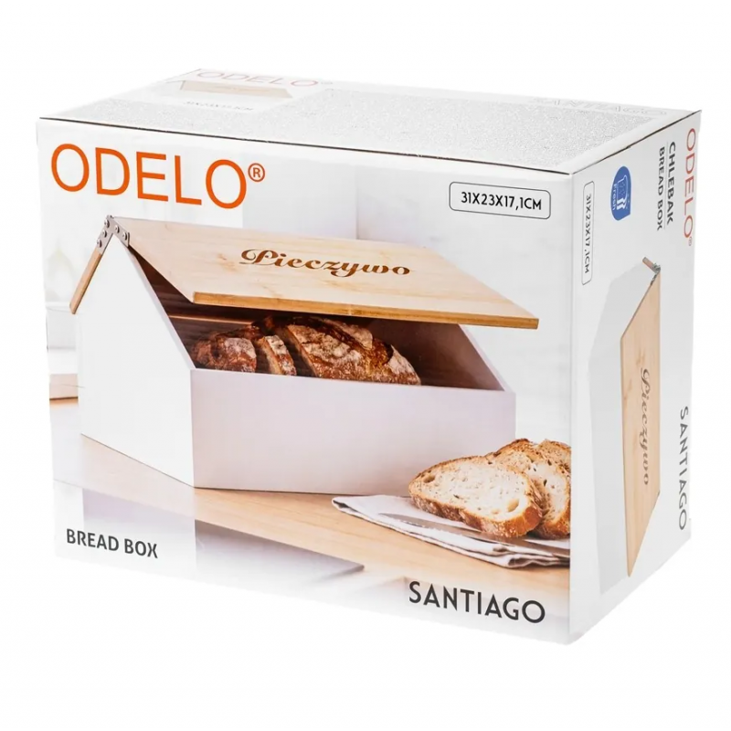 Chlebak ODELO SANTIAGO bambusowy domek 31x23x17cm