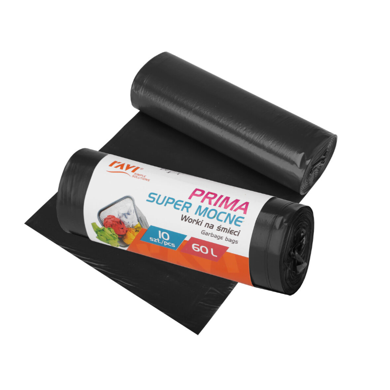 Worki na śmieci Prima 60 l LDPE czarne 10 sztuk
