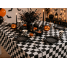 HALLOWEEN Obrus Foliowy Czarny Biały Dekoracje Ozdoby Na Stół Kratka