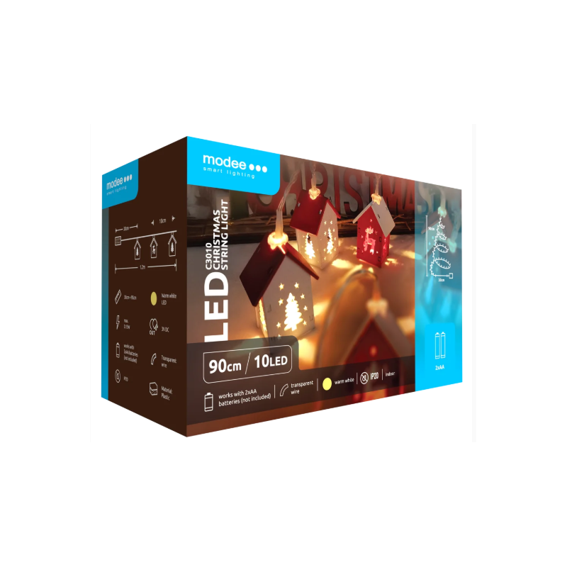 Lampki domki BAT modee 0,9m WARM 10LED ML-C3010