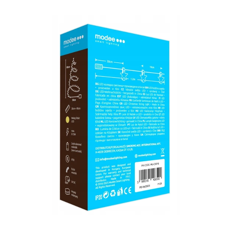 Lampki gwiazdki klamerki BAT MODEE 0,9M WARM 10LED ML-C3016